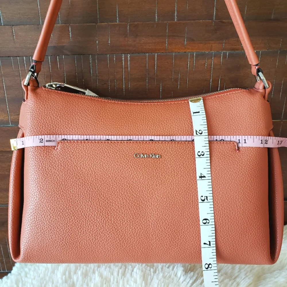CALVIN KLEIN Lee Medium Dusty Rose Vegan Pebbled Leather Shoulder Bag--NWT